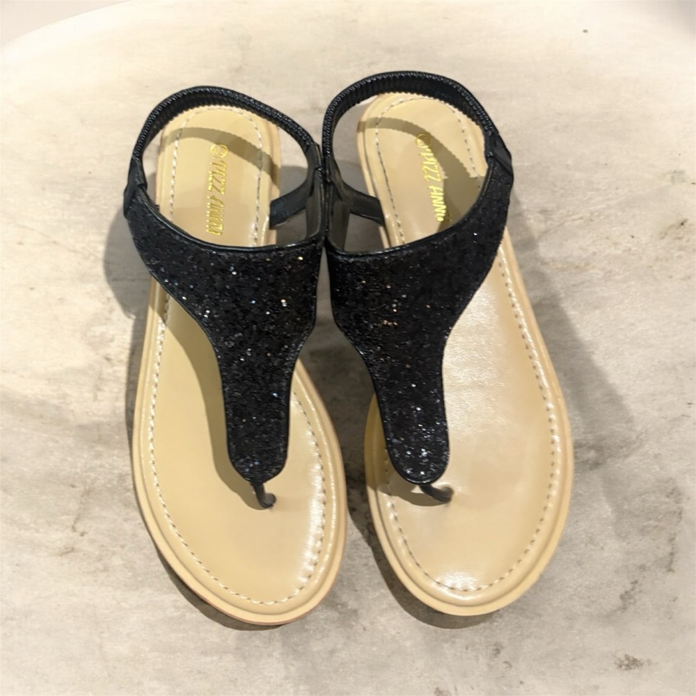 Black Glitter Sandals